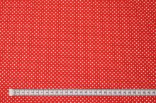 Bavlněné plátno červené, bílý puntík, š.140