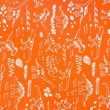 Softshell neonově oranžový, reflexní vzor dinosaurů, š.145