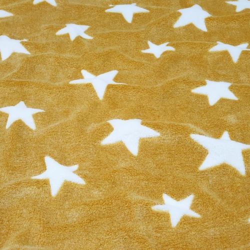 Fleece žltý, biele hviezdy, š.150