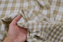 Oboustranný mušelín/dvojitá gázovina béžovo-bílá kostka, š.140 (1)