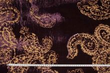 Zamat fialový, okrový vzor s flitrami, š.135