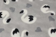 Fleece medvedík svetlo šedý, labute, š.160