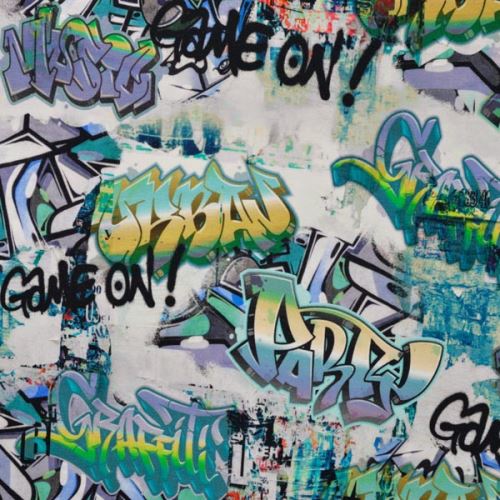 Teplákovina 22403, farebné graffity, š.150