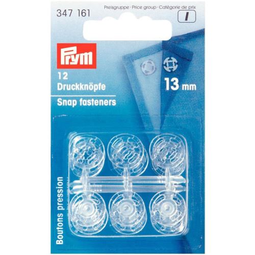 Patentky Prym transparentné, 13 mm