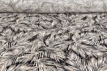 Ľanová kostýmovka čierna, béžovo-biele palmové listy, š.135