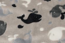 Fleece medvedík béžovo-šedý, veľryby, š.150