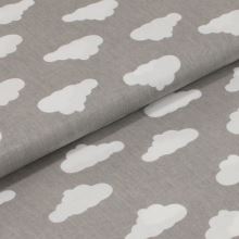 Bavlnené plátno sivé, biele oblaky, š.160
