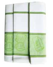 Utěrky z egyptské bavlny, zeleno-bílé, č.32, 50x70cm, 3ks
