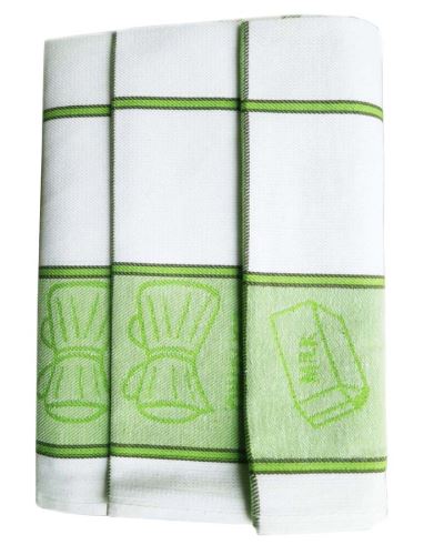 Utierky z egyptskej bavlny, zeleno-biele, č.32, 50x70cm, 3ks