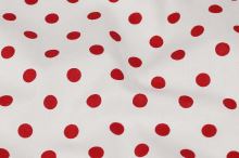 Bavlna bílá, červené puntíky, š.140