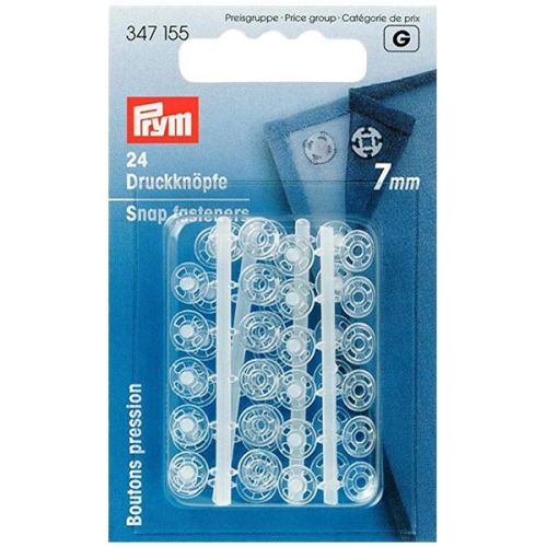 Patentky Prym transparentní, 7 mm