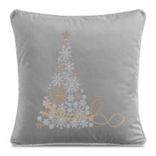 Obliečka na vankúš šedý, vianočné zlato-strieborný strom 45 x 45 cm