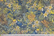 Úplet 21874, žlto-modré kvety, vtáky, š.135