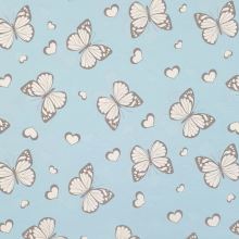 Magický úplet světle modrý, motýlci s glitry, š.150