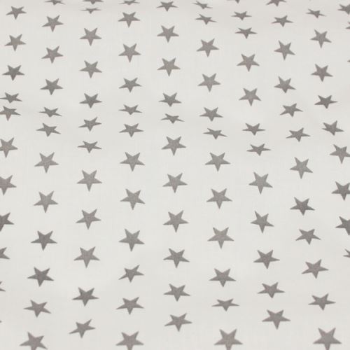 Bavlněné plátno bílé, šedé hvězdičky, š.140