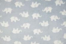 Fleece svetlo modrý, biely slonici, š.150