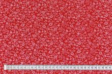 Bavlnené plátno P0456 červené, drobný kvetinový vzor, š.140