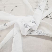 Záclona bílá, šedý květinový tisk, v.290cm