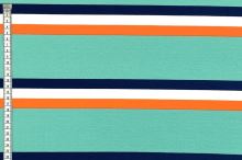 Úplet 21938, zeleno-oranžovo-modré pruhy, š.150