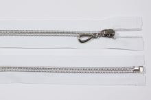 Zip spirálový 6mm délka 65cm, barva 101 (dělitelný) se stříbrnými zoubky