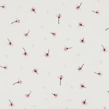 Mušelín, dvojitá gázovina biela, ružové kvety, š.135