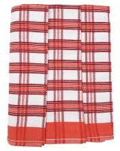 Utěrky z egyptské bavlny, červeno-bílé káro, č.19, 50x70cm, 3ks