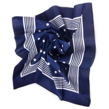 Dámský šátek modrý, bílé puntíky, 70x70cm