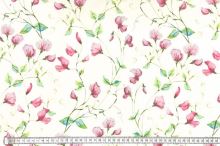 Dekoračná látka SONJA krémová, ružové kvety, š.160