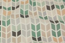 Bavlnené plátno béžové, farebný geometrický vzor, š.140