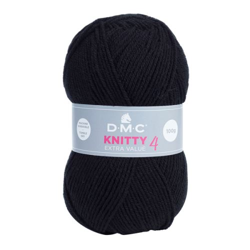 Priadza KNITTY 4 100g, čierna - odtieň 965