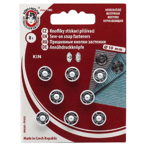 Gombíky stláčacie našívacie KIN Ms priemer 10mm (v.2), biele, 8ks