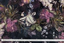 Velúr tmavomodrý, kvetinový vzor, š.145