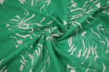 Košilovina zelená, bílá výšivka, š.140