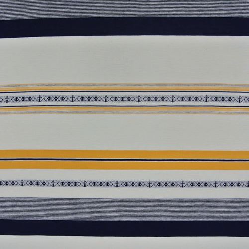 Úplet biely, modré a žlté pruhy, š.180