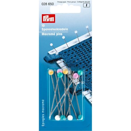 Farebné špendlíky Prym macramé 1,15x55 mm, 10ks