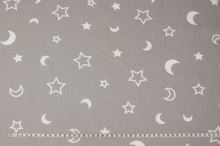 Bavlněné plátno šedé, měsíc a hvězdy, š.160