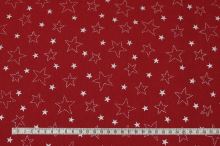 Bavlnené plátno červené, strieborné hviezdy, š.150
