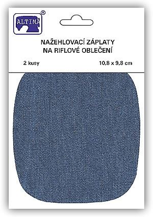 Riflové nažehlovací záplaty středně modré, 10,8x9,8 cm, 2ks