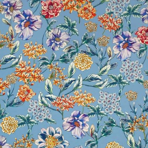 Šatovka 22254 nebesky modrá, kvetinový vzor, š.140