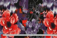 Úplet fialový, červený květ, š.145