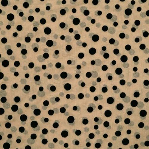 Tyl 22584 nude, čierna zamatová bodka, š.125