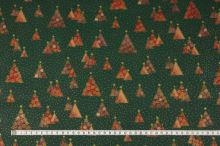Bavlna zelená, vánoční stromečky, š.140