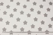 Bavlnené plátno biele, sivé hviezdy, š.160