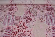 Bavlna růžová, vínovo-béžový vzor š.145