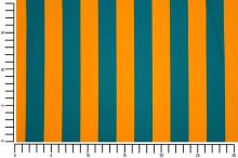 Satén oranžové a teal 2,5 cm pruhy, š.145 (4)