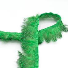 Peří perličky v prýmce, zelené, 60mm
