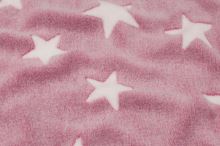 Fleece růžový, bílé hvězdy, š.145