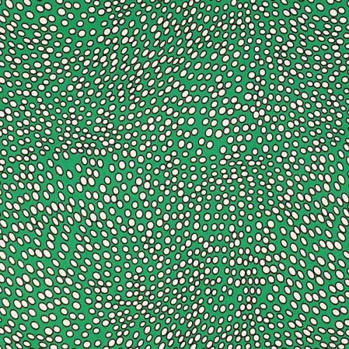 Úplet zelený, bílé drobné ovály, š.150