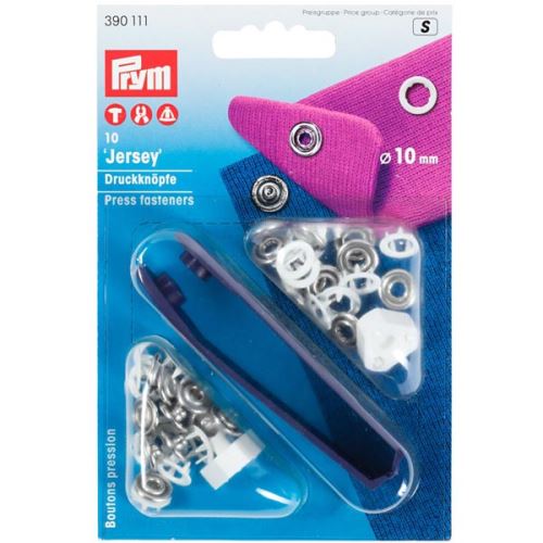 Cvoky Prym Jersey biele, krúžok 10 mm, 10ks