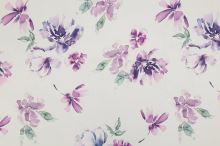 Froté biele, fialové kvety, š.140
